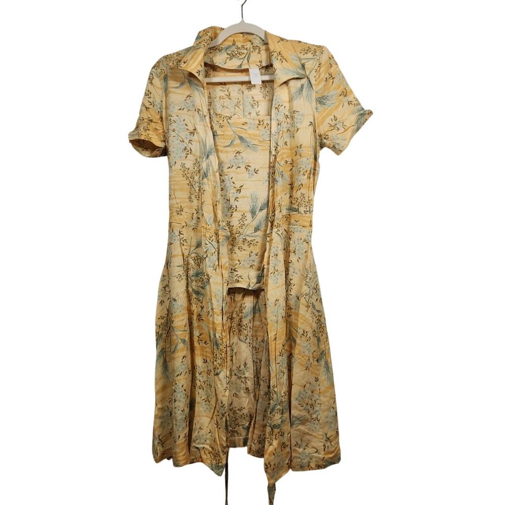 Vintage 70's Two Piece Wrap Dress Tank Top Flowers Grandma Cottage Boho